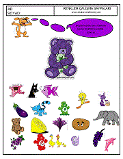 okul öncesi renkler çalışma sayfaları; verilen resimle aynı renkte olan resimleri işaretle